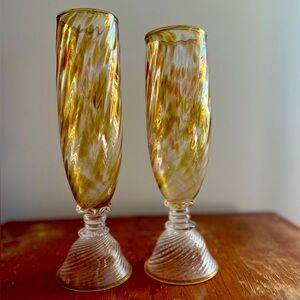 Wine glasses ~ Set of 2 ~ Hand Blown from sea glass